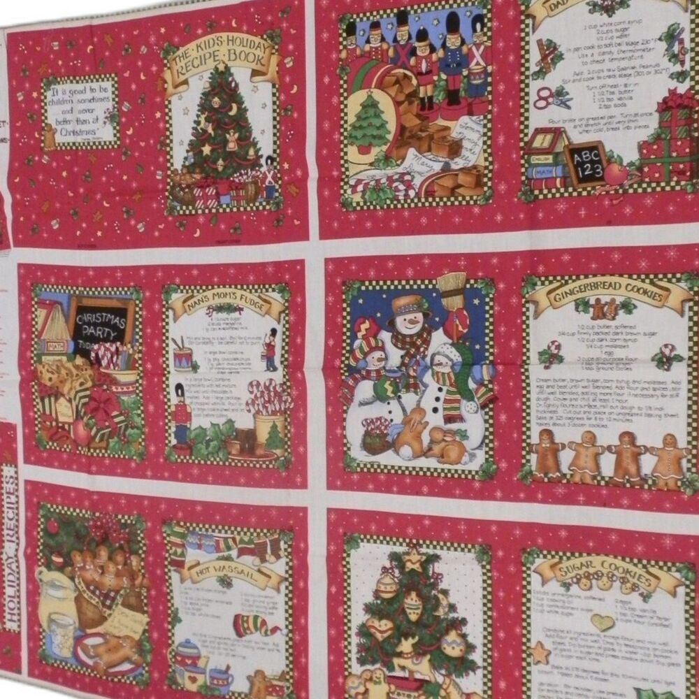 Lot of 3 Christmas Winter Fabric Panels Sewing Teddy Bears Gingerbread Man